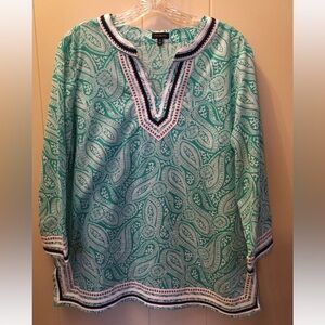 Talbots 3/4 Sleeve Paisley Blouse